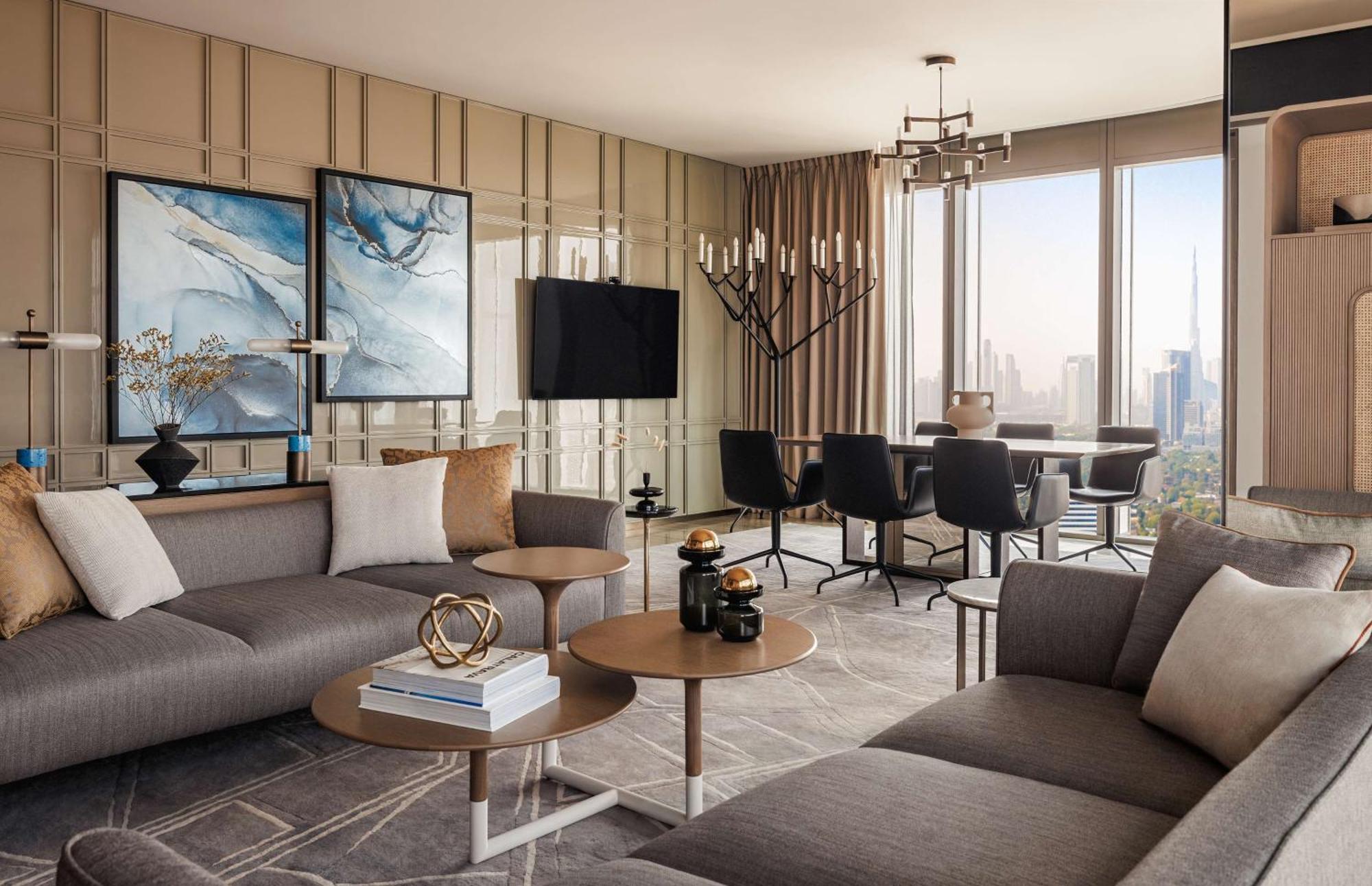 One&Only One Za'Abeel Hotel Dubai Bagian luar foto The living room of a three-bedroom apartment